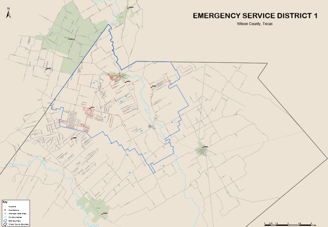 Wilson County Emergency Services District 1 First Due Coverage Area Map